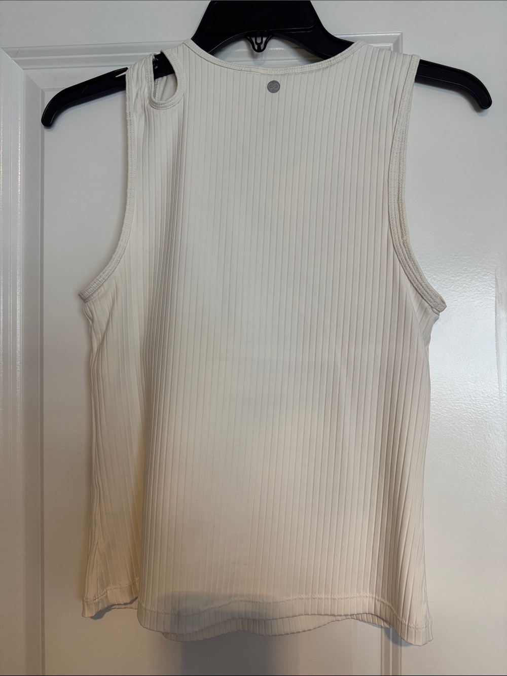 CALIA by Carrie Underwood Cream Ribbed Asymmetrical Cutout Tank Top - Picture 3 of 6
